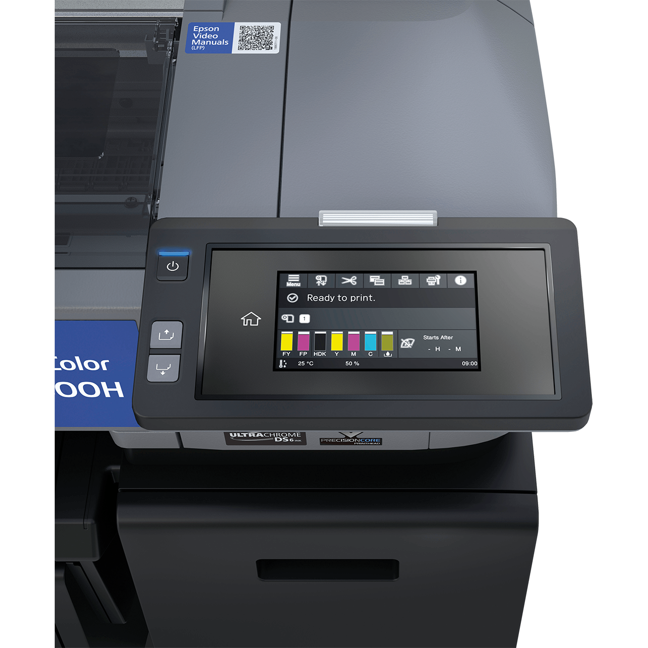 Epson SureColor SC-F6400H 44" A0 6 colour dye-sublimation fabric printer with large touch screen and easy to access maintenance area.